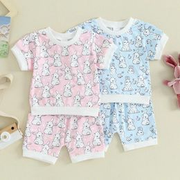 Clothing Sets 0-4Y Toddler Boys Girls Outfits Easter Print Short Sleeve T-shirt And Elastic Waist Shorts Baby Kids Summer
