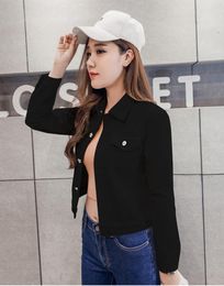 Women Fashion Jeans Jacket 2020 Spring Summer Long Sleeve Stretch Short Denim Jacket Coat White Black Pink Coat Womens Outerwear D1816437