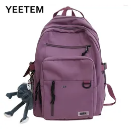 School Bags Girls Nylon Backpack Teenager Waterproof Fabric Casual Daily Japanese Style Solid Colour Book Laptop Rucksack Bag
