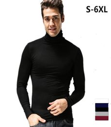 Mens Fashion Spring Long Sleeve Tshirt Casual Shirt Turtleneck collar slim fit T shirt plus size Men039s tees S6XL black whi2393266