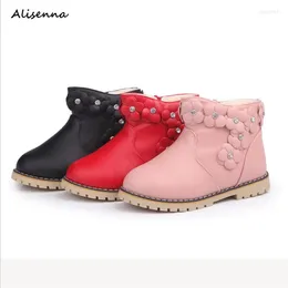 Boots Alisenna Autumn Winter Children's Snow Girls Princess Sneakers Kids Non-slip Flower Keep Warm Cotton Shoes