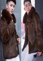 Black brown warm casual coats mens high quality faux rabbit fur coat mens leather jacket men coats villus winter loose thermal fas7356787