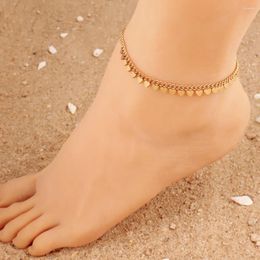 Anklets For Women Summer Beach Accessories 316L Stainless Steel Coin Charms Chain Anklet Gold Colour Leg Bracelets Bodychain Gift