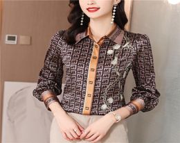 2022 Luxury Printed Silk Dress Shirts Long Sleeve Runway Designer Elegant Ladies Casual Office Blouses Button Down Plus Size Lapel8219261
