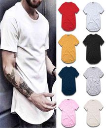 Men039s t Shirt Fashion Extended Street Styletshirt Clothing Curved Hem Long Line Tops Tees Hip Hop Urban Blank Basic t Shirts9763682