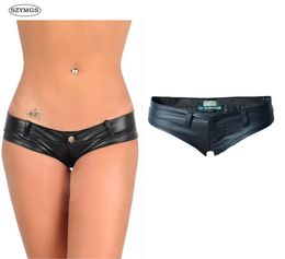 WholeSZYMGS Fashion Elastic MINI Shorts Faux Leather Booty Shorts Micro Mini Jeans Cheeky Bikini Short Pants Bottom Short3972159