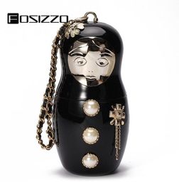 Evening Bags FOSIZZO Russian Doll Bag Acrylic RolyPoly Purse Beads Tote Design Wedding Clutch Ladies Handbags Wallet FS519315327625