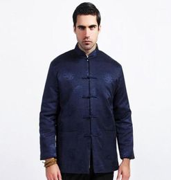 Men039s Jackets Blue Winter Men CottonPadded Jacket Chinese Silk Coat Tang Suit Thicken Overcoat Outwear Size M L XL XXL XXXL11796411