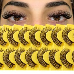 False Eyelashes 10 Pairs Lashes D Curl Russian 3D Fake Reusable Fluffy Strip Extensions