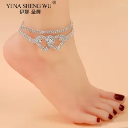 Anklets Beautiful Dazzling Cubic Zirconia Chain Anklet For Women Fashion Silver Colour Ankle Bracelet Barefoot Sandals Foot Jewellery Gifts