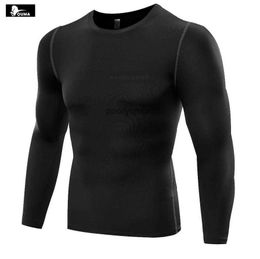 New 2021 Outdoor Men t shirt Pro Sport Sweat Fitness Running Tights Base Layer Elastic Quick-drying Long-sleeve Basketball stretch t shirts