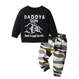 Clothing Sets Toddler Baby Boys Long Sleeve Sport Suit Letters Printed Cotton Sweatshirt Top Camouflage Pants Outfit Clothes Set