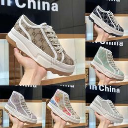 Designer Luxury Trims Fabric thick-soled Shoes Women Casual Shoes high top Letter High-quality Sneaker Italy 1977 Beige Ebony Canvas Tennis Shoes Casual Shoes 35-45