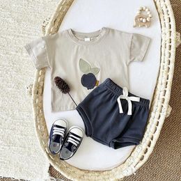 Clothing Sets 2024 Born Summer Baby Clothes 2PCS Infant Toddler Set Lemon Fruit Print Round Neck T-shirt Shorts Boys Girls Outfit 1-3Y