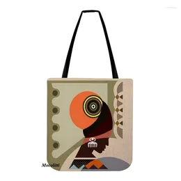 Storage Bags Funky African Traditional Culture Art Style Shopper Tote Bag Hand-Painted Africa Woman Girl Water Resistant Casual Shoulder