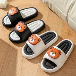 Slippers 2024 Trend Summer Cute Cartoon Bear Decorate Ladies' Home Shoes Non-slip Cosy Slides Sandals For Women Flip Flops