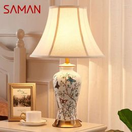Table Lamps SAMAN Modern Ceramic Lights LED Simple Creative Luxury Bedside Desk Lamp For Home Living Room Study Bedroom