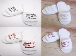 1Pair Bride maid of honor Groom Disposable Soft Slippers Wedding Decoration Bridal Show Bridesmaid Bachelorette Party Decoration9747637