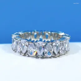 Cluster Rings SpringLady 925 Sterling Silver Sparkling Full High Carbon Dimond Zircon For Women Engagement Wedding Fine Jewellery