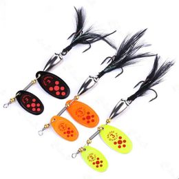 Baits Lures Rotating bait rotating metal VIB fixture spoon fishing bait Isca 65mm 13g double sequin swinging feather hook swimming capQ240517
