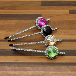 Hair Clips Vintage Round Crystal Slide Clip Luxury Diamante Barrette For Women Girls Trendy Jewelry