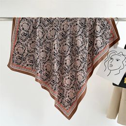 Scarves 2024 90x90cm Square Silk Scarf For Women Satin Hijab Handkerchief Printed Female Head Bandana Small Hair Band Tie Bag