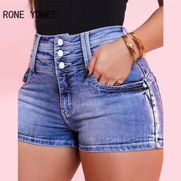 Women's Jeans 2024 Women Casual Multi Breasted High Waist Pocket Denim Shorts