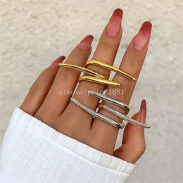 Creative Unique Irregular Adjustable Open Rings for Women Punk Geometric Folding Ring Grunge Jewellery Couple Jewellery