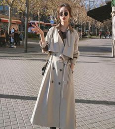 2020 autumn Elegant Women Trench Coat Dress Double Breasted Long Lady Cloak Outerwear Spring Fall Oversize Loose Clothing FY1409035452