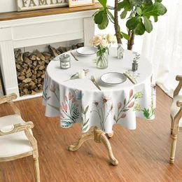 Table Cloth Elegant Watercolour Wildflowers Blooming Flowers Home Living Room Study Restaurant Round Tablecloth Outdoor Picnic Decoration