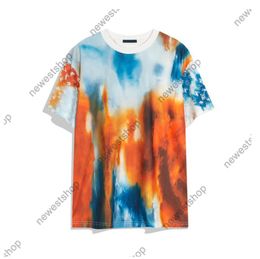 24SS Europe mens t shirts Men designer Tee Summer Colour letter print short sleeve t shirt man Cotton Graffiti printed Casual Tshirt