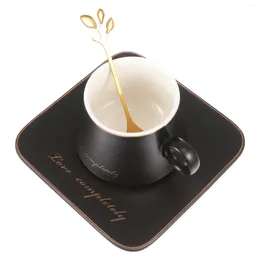 Cups Saucers 1 Set Of Coffee Cup With Saucer And Spoon Ceramic Tea Kit (Black)