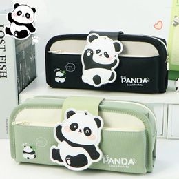 Cartoon Cute Panda Pencil Bag Detachable Pen Curtain Dual-purpose Large Capacity Stationery Student School Supplies Storage