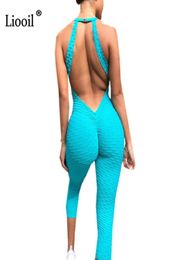 Casual Dress Liooil Backless Rompers Womens Jumpsuit Sexy Club Outfits For Woman Fashion Bodycon V Neck Green Jumpsuits Long Pants9507721