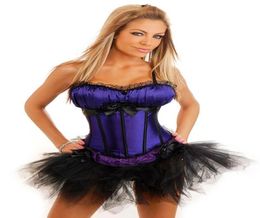 Classic Women039s Shapers Ribbon Lace Overbust Corset Busiters with Layered Mini Skirt Tutu Dress Set DIY Halloween Christmas N6984011