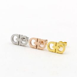 Fashion Letters Stud Earrings for Women Stainless Steel OL Korean Designer Ear Rings Earings Earring Jewelry Gift 352F