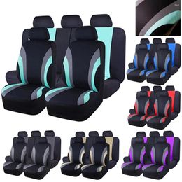 Car Seat Covers Sports Style Full Set Polyester Fabric Protector Universal Fit Most Cars SUVs