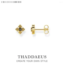 Stud Earrings Royalty Gold Cross Europe Style Delicate Fine Jewelry For Women Men Vintage Gift In Real 925 Sterling Silver