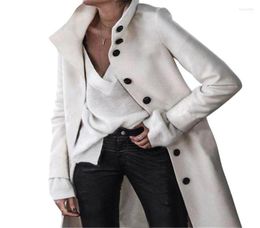 Women039s Wool Blends Women Autumn Winter Woollen Coats Long Sleeve TurnDown Collar Outwear Jackets Warm Fashion Coat Solid 1510579