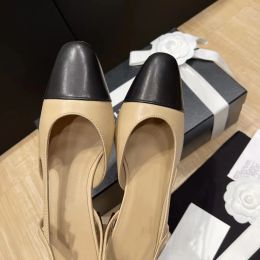 2024 Dress Shoes Designer Heels 100% Genuine Leather Slingback Pump EU35-41 Women Canvas Tweed Summer Goatskin Grosgrain Back Sandals