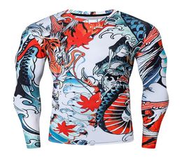 Fashion Chinese Style Fitness Sports TShirt 3D Compression Quickdry Tops Vintage Streetwear Hip Hop Casual Long Sleeve Cycling C5713467