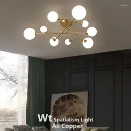 Chandeliers Copper Led Ceiling Chandelier For Living Room Bedroom Dining Kitchen Modern Luxury Simple Style Gold Lamp Lights