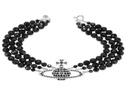 Madre autunno e inverno New Black Crystal Crystal Full Diamond Single strato a tre strati Pallana Saturno Choker Punk Punk Style Dark Black5649344