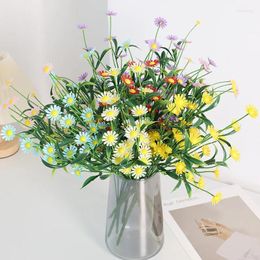 Decorative Flowers 30 Heads Artificial Silk Daisy Flower Plastic Fake Plants Wedding Bouquet Garden Decor Office Table Floral Arrangement