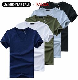 5PcsLot High Quality Fashion Men039s TShirts V Neck Short Sleeve T Shirt Solid Casual Men Cotton Tops Tee Shirt Summer Clothi8754281