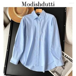 Women's Blouses Modishdutti High Quality Women Fashion Loose Single-Breasted Oxford Shirt Female Solid Causal Long Sleeve Commuting Blouse