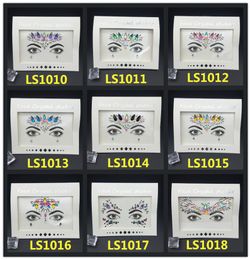 47 styles 3D Crystal Glitter Jewels Tattoo Sticker Women Fashion Face Body Gems Gypsy Festival Adornment Party Makeup Beauty Stick7972770