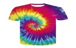 Tie Dye 3D Printing MenWomen Short Sleeve Knitting T shirt Casual Female Loose Tops 2020Summer O Neck Tee Shirt Femme3055606