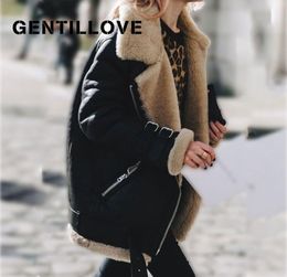 Women Suede Leather Jackets Female Faux Shearling Sheepskin Coats Autumn Winter Lambs Wool Short Motorcycle Coats Windbreaker 21049720424