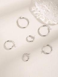 Stud Earrings 2024 Fashion Simple Small Jewelry Retro Women's 925 Sterling Silver Trend Creative Circle